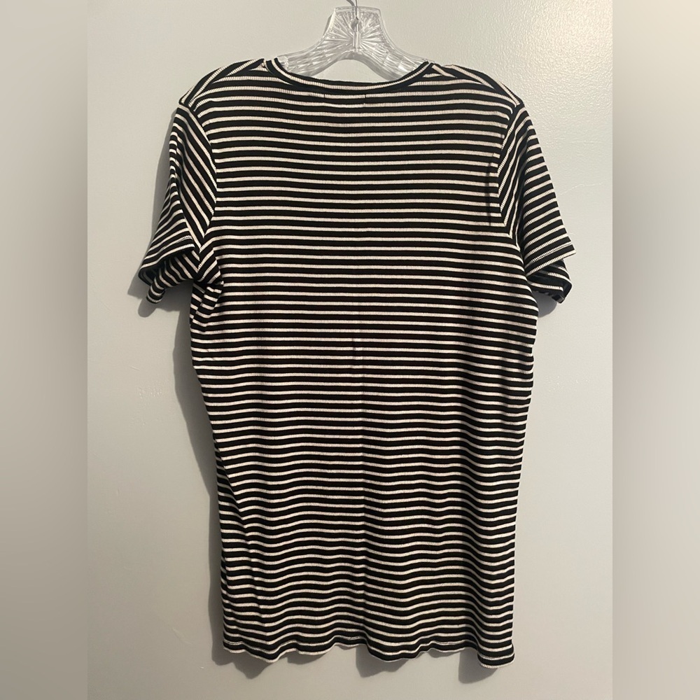 Brandy Melville Women’s One Size Striped Black White Cream Short Sleeve Top EUC - Picture 10 of 14